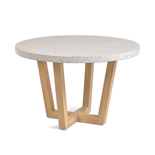 Bijeli vrtni stol s kamenom pločom Kave Home Shanelle, ø 120 cm