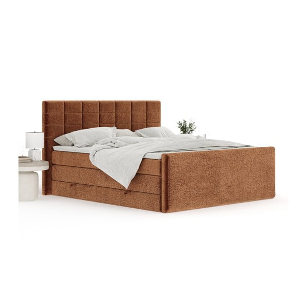 Narančasti boxspring krevet s prostorom za odlaganje 140x200 cm Ava – Maison de Rêve-image-2