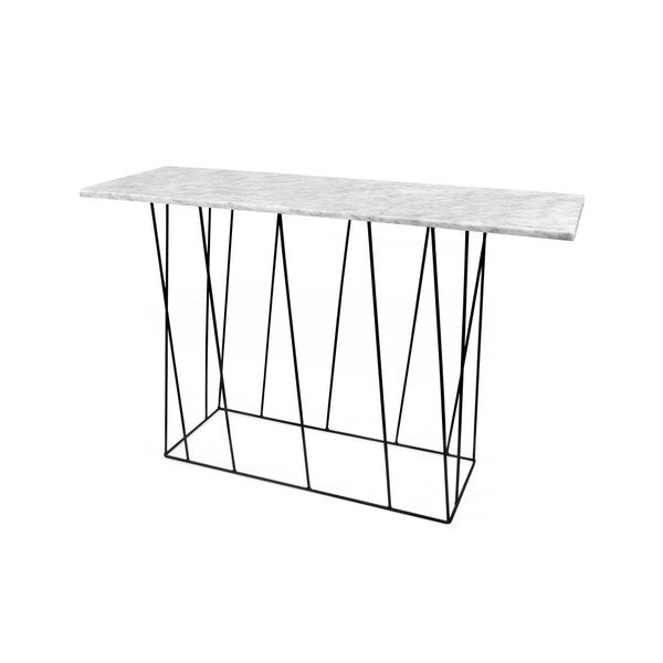 Bijeli mramorni konzolni stol s crnim nogama TemaHome Helix, 40 x 120 cm-image-1