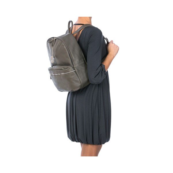 Sivi ruksak od prave kože Federice Bassi Sio-image-1