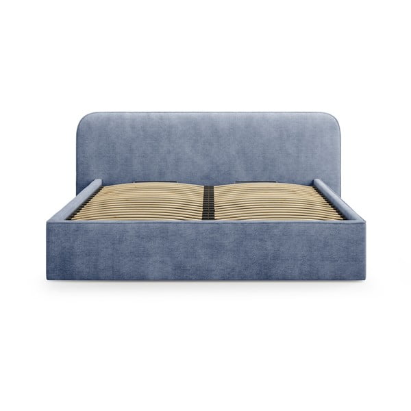 Tamno plavi tapecirani bračni krevet s prostorom za odlaganje s podnicom 200x200 cm Elizabeth – Micadoni -image-4