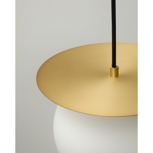 Bijela/u zlatnoj boji metalna viseća svjetiljka sa staklenim sjenilom ø 25 cm Brisia – Kave Home-image-3
