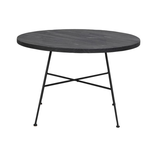 Crni stolić za kavu s pločom od borovine Pineico Grafton, ø 70 cm