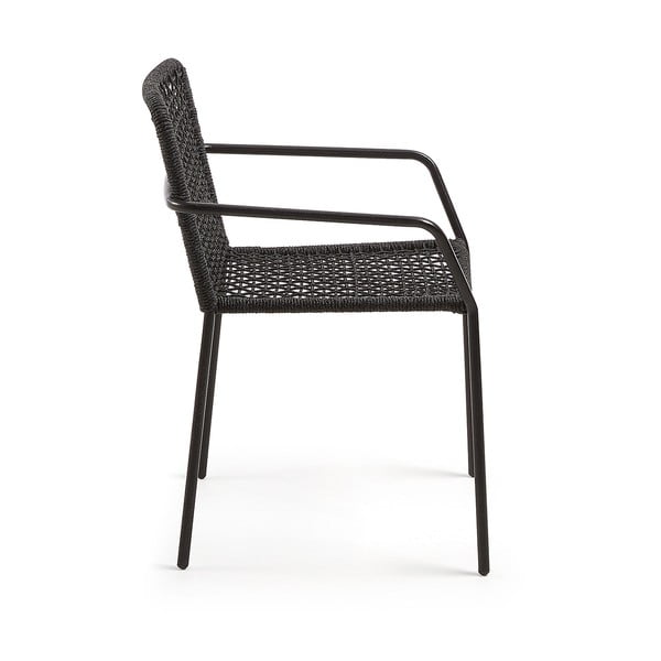 Crna vrtna stolica sa čeličnom konstrukcijom Kave Home Bomer-image-2