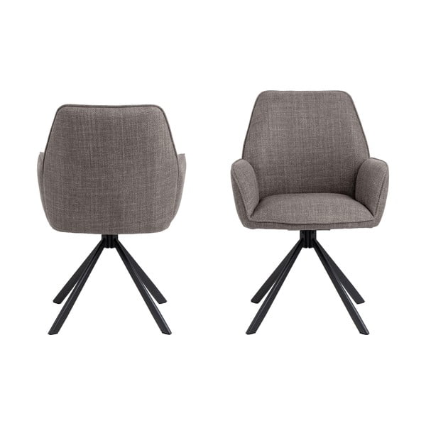 Svijetlo sive podstavljene blagovaonske stolice u setu s naslonima za ruke 2 kom Glenda – Actona-image-2