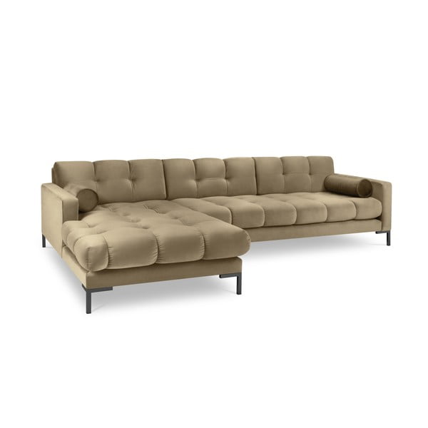 Bež baršunasta kutna garnitura Cosmopolitan Design Bali, lijevi kut-image-2