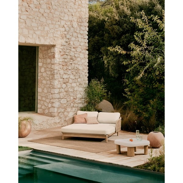 Krem/u prirodnoj boji za dvije osobe vrtna ležaljka od masivnog drveta Catalina – Kave Home-image-1