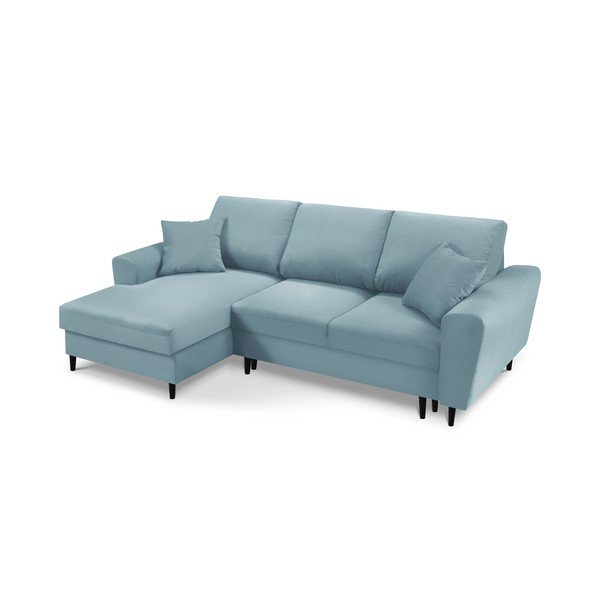 Svijetloplava kutna sofa od samta Kooko Home Jazz, lijevi kut-image-3