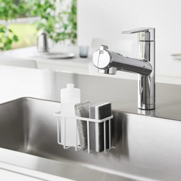 Bijeli metalni držač za deterdžente s postavljanjem bez bušenja Film Hook – YAMAZAKI-image-3