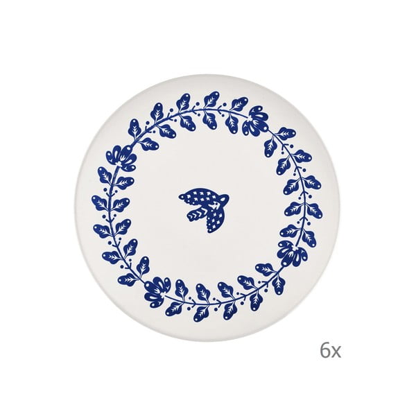 Set od 6 bijelo-plavih porculanskih tanjura Mia Bloom, ⌀ 26 cm