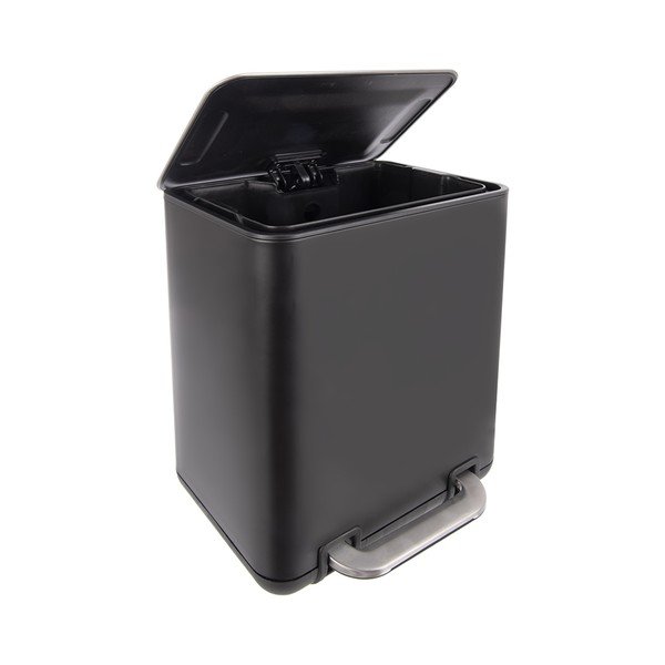 Crna kanta za smeće od nehrđajućeg čelika s pedalom 6 l Black – Orion-image-3
