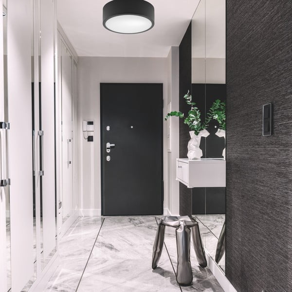 Crna stropna svjetiljka sa staklenim sjenilom - LAMKUR-image-1