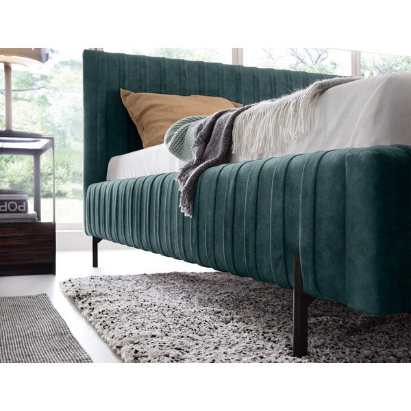 Petrolej zeleni tapecirani bračni krevet s prostorom za odlaganje s podnicom 160x200 cm Plissa – ELTAP-image-4