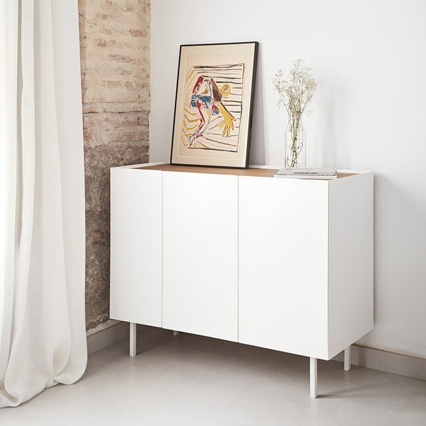 Bijela niska komoda u dekoru hrasta 110x85 cm Arista – Teulat-image-1