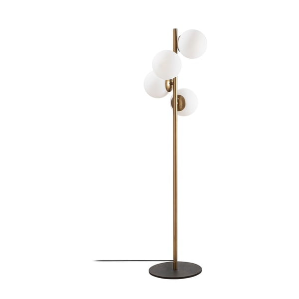 Crna/u zlatnoj boji stojeća svjetiljka sa staklenim sjenilom (visina 130 cm) Faze – Opviq lights