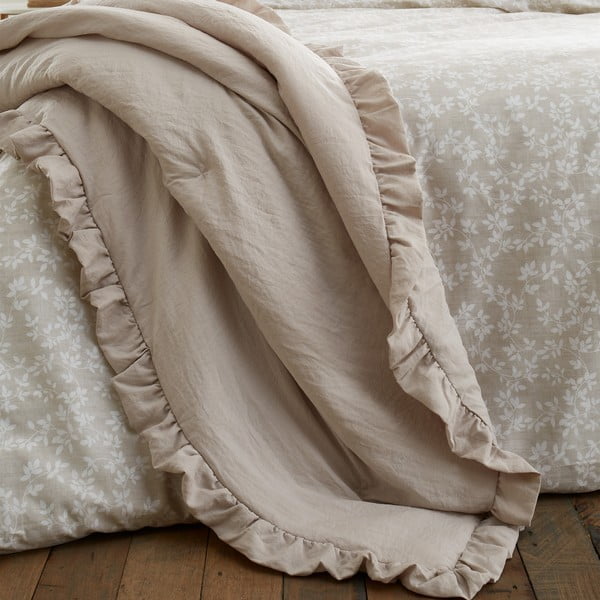 Bež prekrivač za bračni krevet 220x230 cm Soft Washed Frill – Bianca-image-1