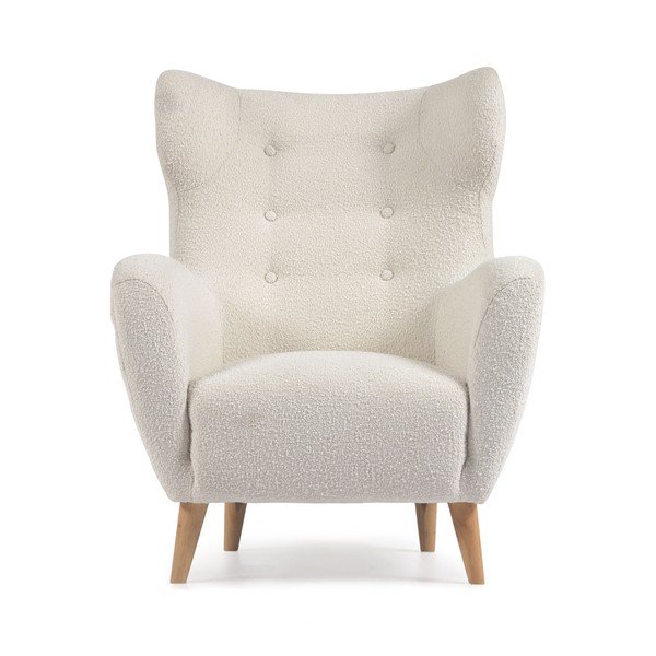 Bijela fotelja od bouclé tkanine Patio – Kave Home-image-2