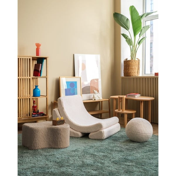 Svjetlo smeđi dječji tabure od bouclé tkanine Cloud – Wigiwama-image-3