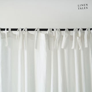Bijela lanena zavjesa s petljama Linen Tales Night Time, 250 x 140 cm