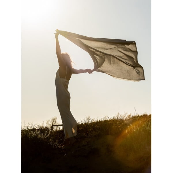 Bež pokrivač s udjelom pamuka Euromant Summer Linen, 140 x 180 cm-image-2