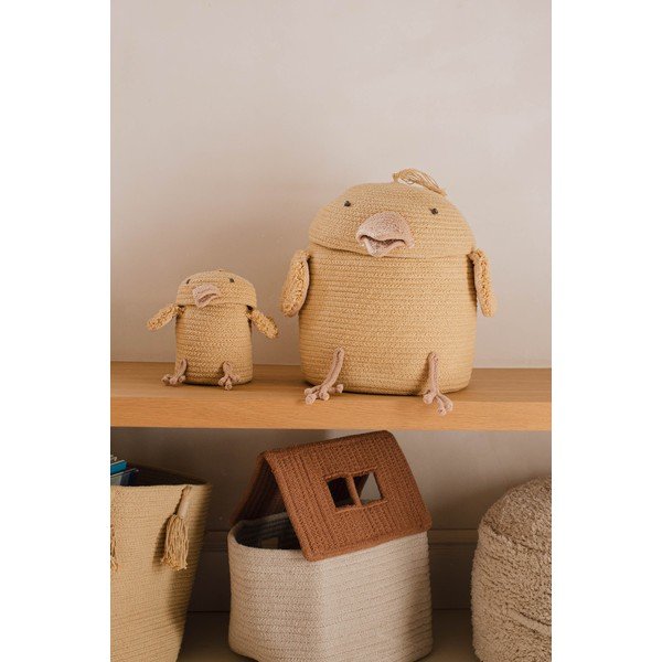 Žuta  tekstilna dječja kutija za pohranu ø 13x15 cm Mini Charlie the Chicken – Lorena Canals-image-1