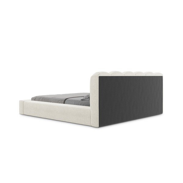 Krem tapecirani bračni krevet s prostorom za odlaganje s podnicom 160x200 cm Mano – Makamii-image-4