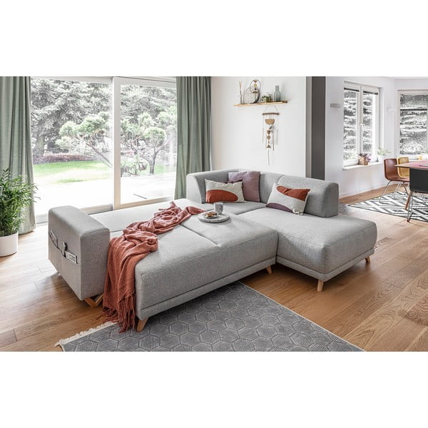 Svijetlo siva sklopiva/s prostorom za odlaganje kutna garnitura (s desnim kutom/u obliku slova L) Classy Sophie – Miuform-image-4