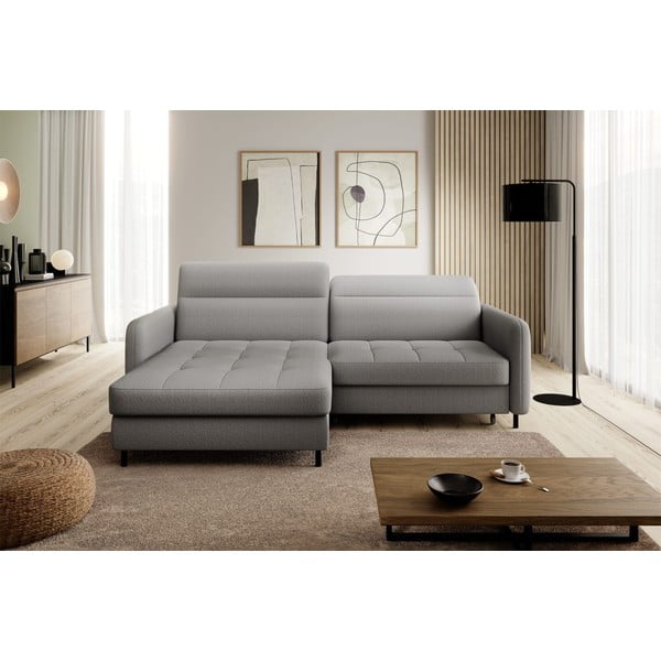 Siva baršunasti sklopiva/s prostorom za odlaganje kutna garnitura (s lijevim kutom/s ležaljkom) Gomsi – ELTAP-image-3