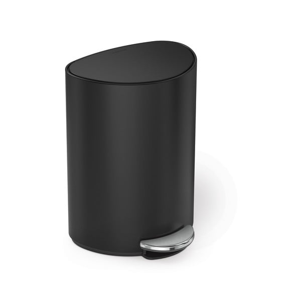 Mat crna metalna kanta za smeće s pedalom 6 l – simplehuman