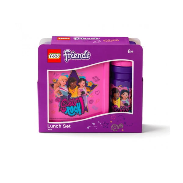 Set ružičasto-ljubičaste kutije za grickalice i boce za piće LEGO® Friends Girls Rock