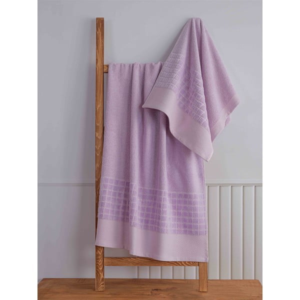 Ljubičasti pamučni set ručnika 2 kom od frotira Square – Mila Home