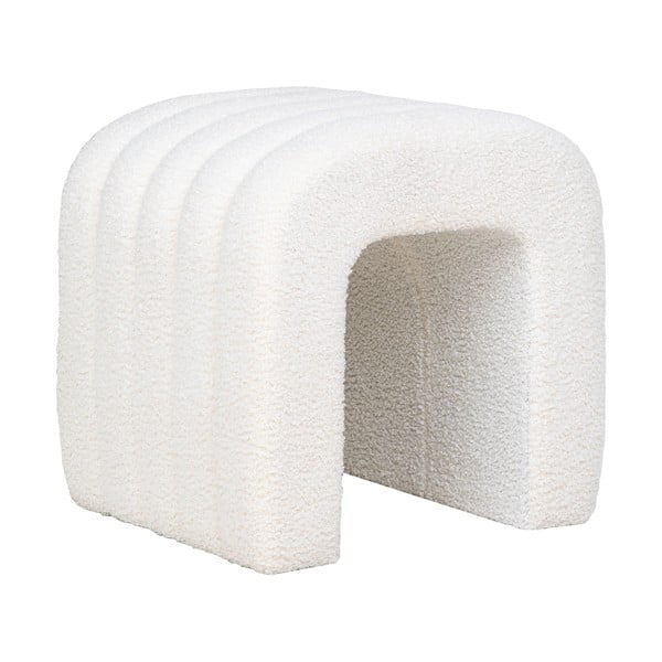 Bijeli tabure od bouclé tkanine Colma – House Nordic