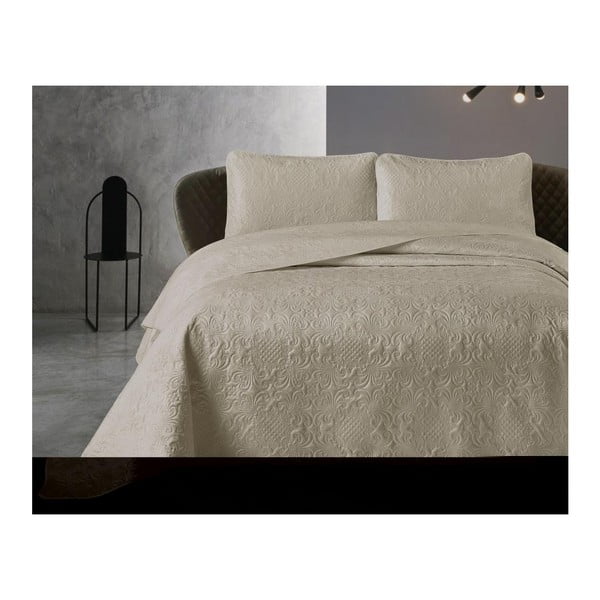 Bež pokrivač iz mikropercila s dvije jastučnice Dreamhouse Velvet Clara, 250 x 260 cm