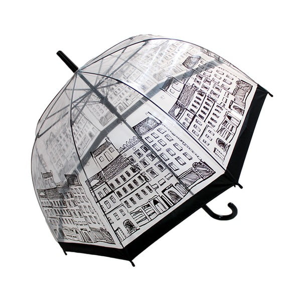 Prozirni štapićasti kišobran s crnim detaljima Birdcage Temps City, ⌀ 79 cm