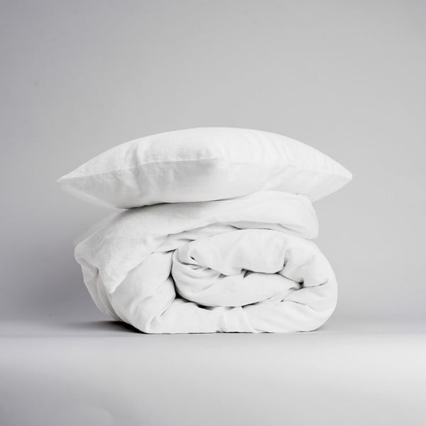 Bijela posteljina za krevet za jednu osobu/za produženi krevet od mješavine lana 165x220 cm – Linen Tales-image-1