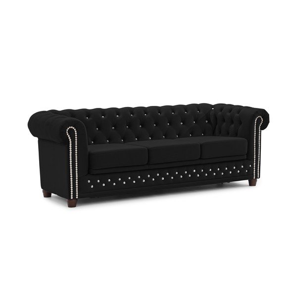 Crna baršunasti sklopiva sofa 203 cm York Blik – Ropez