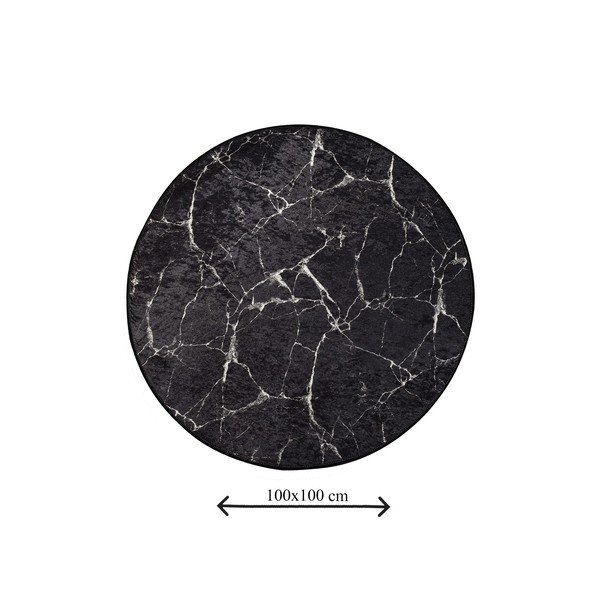 Crna kupaonska prostirka ø 100 cm Marble – Foutastic-image-3