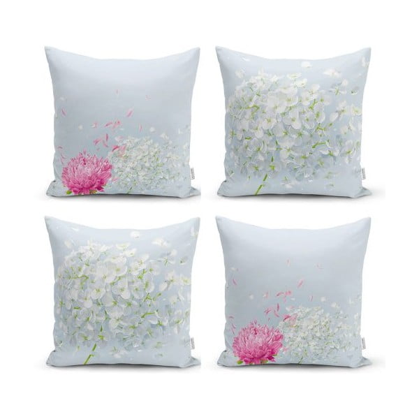 Set od 4 ukrasne jastučnice Minimalist Cushion Covers Soft Flowers, 45 x 45 cm