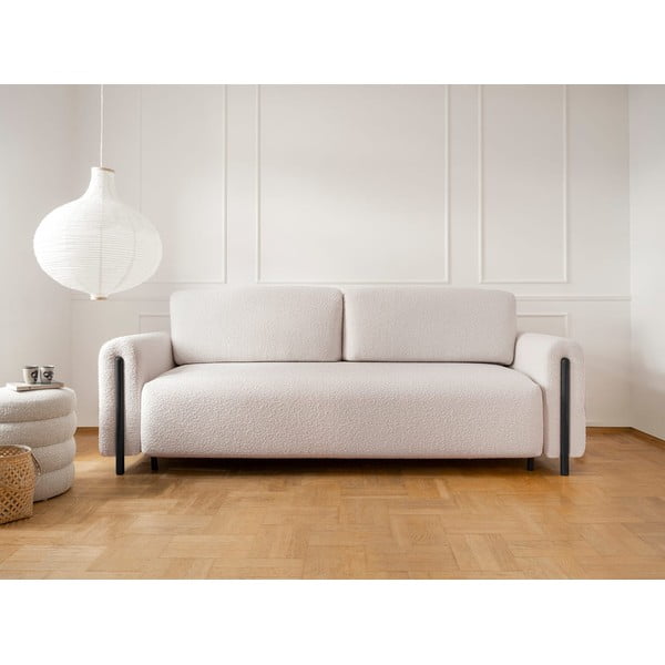 Bež/krem sklopiva/s prostorom za odlaganje sofa od bouclé tkanine 244 cm Arcadova – ELTAP-image-1