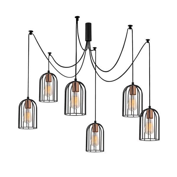 Crna viseća svjetiljka za 6 žarulja Opviq lights Pamukkale