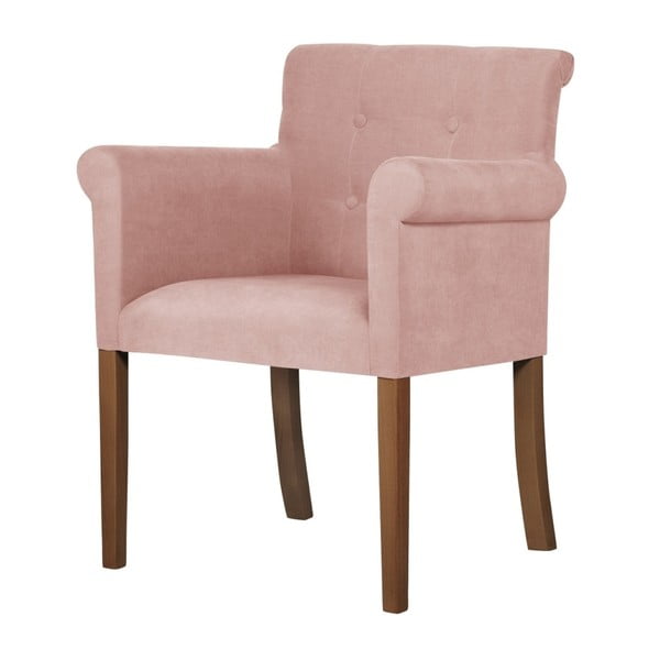 Ružičasta stolica s tamnosmeđim nogama od bukve Ted Lapidus Maison Flacon