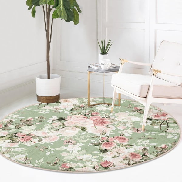 Svijetlo zeleni periv/pogodan za robotski usisavač okrugli tepih ø 120 cm Comfort – Mila Home-image-2