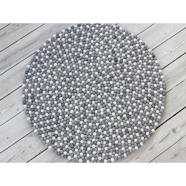 Svjetlosivi tepih od vunenih pompona Wooldot Ball Rugs, ⌀ 120 cm-image-1