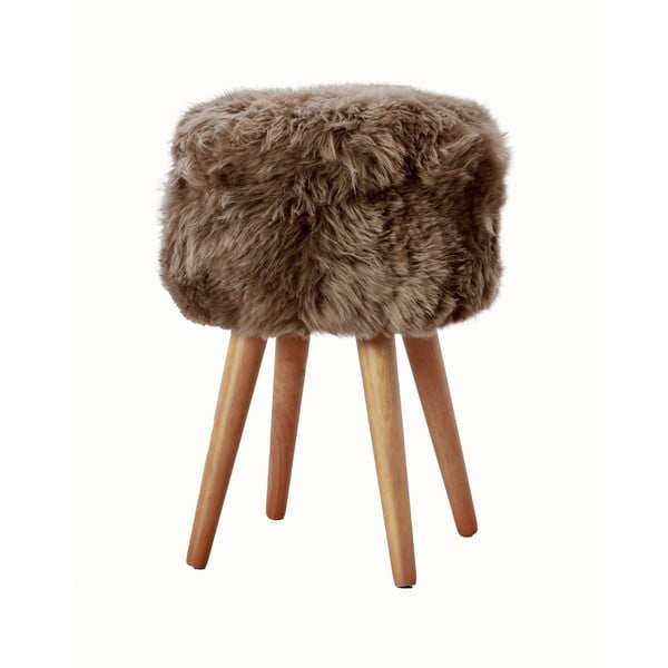 Stolica sa tamnosmeđim sjedalom od krzna ovčje kože Native Natural ⌀ 30 cm