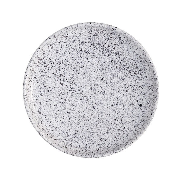 Bijelo-crni zemljani desertni tanjur ÅOOMI Mess, ø 17 cm