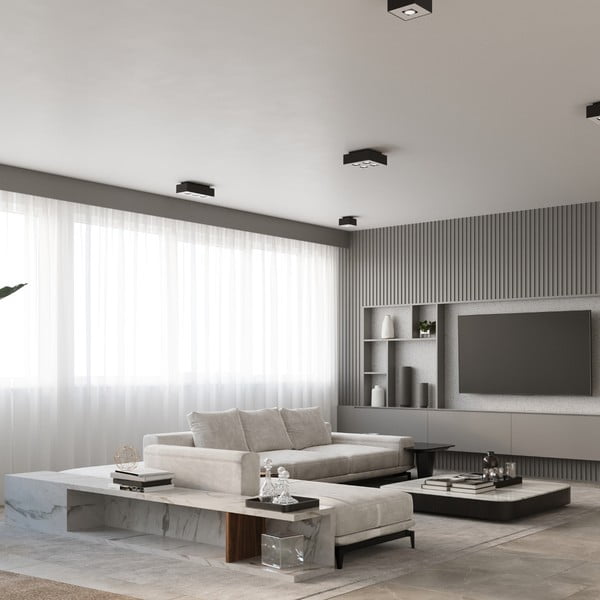 Crna stropna svjetiljka s metalnim sjenilom 24x24 cm Hydra – Sollux-image-2