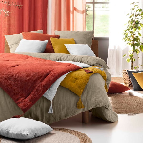 Bež posteljina za bračni krevet/za produženi krevet od muslina 240x260 cm Angelia – douceur d'intérieur-image-2