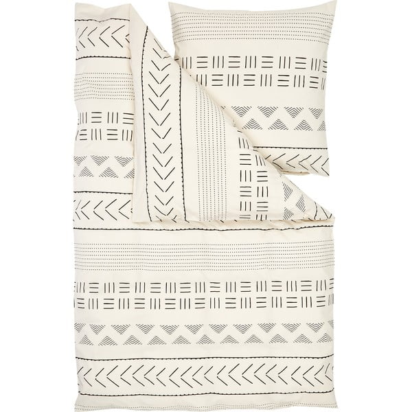 Bež posteljina za bračni krevet od pamučnog perkala Westwing Collection Kohana, 200 x 200 cm