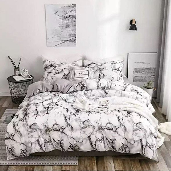 Crno-bijela pamučna posteljina za bračni krevet/za produženi krevet s uključenom plahtom 200x220 cm – Mila Home