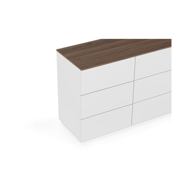 Bijela komoda s ladicama i pločom u dekoru oraha TemaHome Join, 120 x 84 cm-image-4